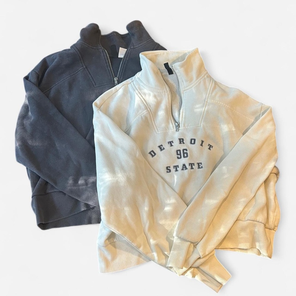 2 Set Quarter-Zip Cropped Sweatshirts